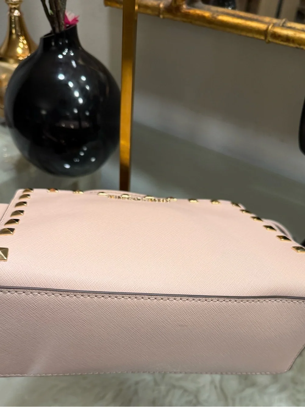 Michael Kors Pink Studded Leather Shoulder Bag